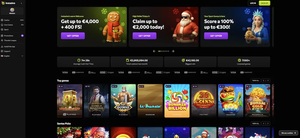 Instasino Casino - Snelste Uitbetalingen