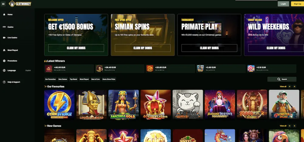 SlotMonkey Casino - Grootste Spelcollectie